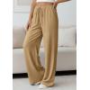 imagePRETTYGARDEN Womens Palazzo Pants Summer Fashion 2026 High Waisted Wide Leg Drawstring Flowy Beach Trousers with PocketsKhaki