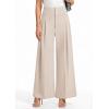 imagePRETTYGARDEN Womens Spring Wide Leg Palazzo Pants 2026 Trendy Loose Button High Waist Pleated Work Business Casual TrousersBeige