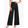 imagePRETTYGARDEN Womens Spring Wide Leg Palazzo Pants 2026 Trendy Loose Button High Waist Pleated Work Business Casual TrousersBlack