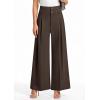 imagePRETTYGARDEN Womens Spring Wide Leg Palazzo Pants 2026 Trendy Loose Button High Waist Pleated Work Business Casual TrousersBrown