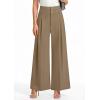 imagePRETTYGARDEN Womens Spring Wide Leg Palazzo Pants 2026 Trendy Loose Button High Waist Pleated Work Business Casual TrousersKhaki