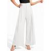 imagePRETTYGARDEN Womens Spring Wide Leg Palazzo Pants 2026 Trendy Loose Button High Waist Pleated Work Business Casual TrousersWhite