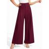 imagePRETTYGARDEN Womens Spring Wide Leg Palazzo Pants 2026 Trendy Loose Button High Waist Pleated Work Business Casual TrousersWine Red