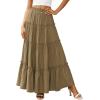 imagePRETTYGARDEN Womens Tiered Maxi Skirt Summer Spring Fashion 2026 High Waisted Long Flowy Casual Boho Beach Vacation ClothesArmy Green
