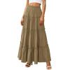 imagePRETTYGARDEN Womens Tiered Maxi Skirt Summer Spring Fashion 2026 High Waisted Long Flowy Casual Boho Beach Vacation ClothesArmy Green