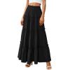 imagePRETTYGARDEN Womens Tiered Maxi Skirt Summer Spring Fashion 2026 High Waisted Long Flowy Casual Boho Beach Vacation ClothesBlack