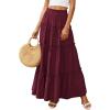 imagePRETTYGARDEN Womens Tiered Maxi Skirt Summer Spring Fashion 2026 High Waisted Long Flowy Casual Boho Beach Vacation ClothesBurgundy