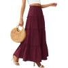 imagePRETTYGARDEN Womens Tiered Maxi Skirt Summer Spring Fashion 2026 High Waisted Long Flowy Casual Boho Beach Vacation ClothesBurgundy