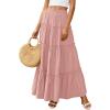 imagePRETTYGARDEN Womens Tiered Maxi Skirt Summer Spring Fashion 2026 High Waisted Long Flowy Casual Boho Beach Vacation ClothesPink