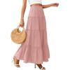 imagePRETTYGARDEN Womens Tiered Maxi Skirt Summer Spring Fashion 2026 High Waisted Long Flowy Casual Boho Beach Vacation ClothesPink