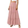 imagePRETTYGARDEN Womens Tiered Maxi Skirt Summer Spring Fashion 2026 High Waisted Long Flowy Casual Boho Beach Vacation ClothesPink