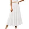 imagePRETTYGARDEN Womens Tiered Maxi Skirt Summer Spring Fashion 2026 High Waisted Long Flowy Casual Boho Beach Vacation ClothesWhite