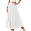 imagePRETTYGARDEN Womens Tiered Maxi Skirt Summer Spring Fashion 2026 High Waisted Long Flowy Casual Boho Beach Vacation ClothesWhite