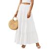 imagePRETTYGARDEN Womens Tiered Maxi Skirt Summer Spring Fashion 2026 High Waisted Long Flowy Casual Boho Beach Vacation ClothesWhite