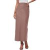 imagePRETTYGARDEN Long Skirts for Women 2025 Fall Fashion Clothing Faux Leather High Waist Dressy Casual Slit Pencil Maxi SkirtPink
