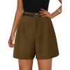 imagePRETTYGARDEN Shorts for Women Dressy 2025 Summer Elastic High Waisted Wide Leg Business Casual Work Shorts with PocketsDark Khaki