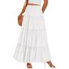 imagePRETTYGARDEN Womens Tiered Maxi Skirt Summer Spring Fashion 2026 High Waisted Long Flowy Casual Boho Beach Vacation ClothesWhite
