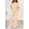 imagePRETTYGARDEN Womens 2 Piece Outfits Fall Sweatsuits Oversized Hoodies Wide Leg Sweatpants Tracksuits Lounge Matching SetsBeige