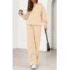 imagePRETTYGARDEN Womens 2 Piece Outfits Fall Sweatsuits Oversized Hoodies Wide Leg Sweatpants Tracksuits Lounge Matching SetsBeige