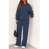 imagePRETTYGARDEN Womens 2 Piece Outfits Fall Sweatsuits Oversized Hoodies Wide Leg Sweatpants Tracksuits Lounge Matching SetsGrey Blue