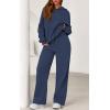 imagePRETTYGARDEN Womens 2 Piece Outfits Fall Sweatsuits Oversized Hoodies Wide Leg Sweatpants Tracksuits Lounge Matching SetsGrey Blue
