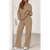 imagePRETTYGARDEN Womens 2 Piece Outfits Fall Sweatsuits Oversized Hoodies Wide Leg Sweatpants Tracksuits Lounge Matching SetsKhaki