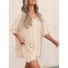 imagePRETTYGARDEN 2 Piece Sets for Women Summer 2026 Lounge Short Set Spring Matching Biker Shorts V Neck Oversized Shirt ClothingBeige