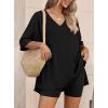 imagePRETTYGARDEN 2 Piece Sets for Women Summer 2026 Lounge Short Set Spring Matching Biker Shorts V Neck Oversized Shirt ClothingBlack