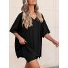 imagePRETTYGARDEN 2 Piece Sets for Women Summer 2026 Lounge Short Set Spring Matching Biker Shorts V Neck Oversized Shirt ClothingBlack