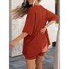 imagePRETTYGARDEN 2 Piece Sets for Women Summer 2026 Lounge Short Set Spring Matching Biker Shorts V Neck Oversized Shirt ClothingBrick Red