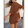 imagePRETTYGARDEN 2 Piece Sets for Women Summer 2026 Lounge Short Set Spring Matching Biker Shorts V Neck Oversized Shirt ClothingBrown