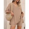 imagePRETTYGARDEN 2 Piece Sets for Women Summer 2026 Lounge Short Set Spring Matching Biker Shorts V Neck Oversized Shirt ClothingKhaki