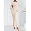 imagePRETTYGARDEN Womens Fall Fashion 2025 Long Sleeve Maxi Dress Ribbed Knit Boat Neck Bodycon Casual Dresses Going Out OutfitsBeige
