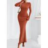 imagePRETTYGARDEN Womens Fall Fashion 2025 Long Sleeve Maxi Dress Ribbed Knit Boat Neck Bodycon Casual Dresses Going Out OutfitsBurnt Orange