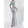 imagePRETTYGARDEN Womens Fall Fashion 2025 Long Sleeve Maxi Dress Ribbed Knit Boat Neck Bodycon Casual Dresses Going Out OutfitsGrey