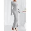 imagePRETTYGARDEN Womens Fall Fashion 2025 Long Sleeve Maxi Dress Ribbed Knit Boat Neck Bodycon Casual Dresses Going Out OutfitsGrey