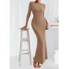 imagePRETTYGARDEN Womens Fall Fashion 2025 Long Sleeve Maxi Dress Ribbed Knit Boat Neck Bodycon Casual Dresses Going Out OutfitsKhaki