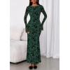 imagePRETTYGARDEN Womens Floral Bodycon Maxi Dress 2025 Fall Elegant Mesh Long Sleeve Formal Wedding Guest Cocktail DressesDark Green
