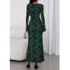 imagePRETTYGARDEN Womens Floral Bodycon Maxi Dress 2025 Fall Elegant Mesh Long Sleeve Formal Wedding Guest Cocktail DressesDark Green