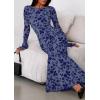 imagePRETTYGARDEN Womens Floral Bodycon Maxi Dress 2025 Fall Elegant Mesh Long Sleeve Formal Wedding Guest Cocktail DressesDusty Blue