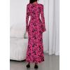 imagePRETTYGARDEN Womens Floral Bodycon Maxi Dress 2025 Fall Elegant Mesh Long Sleeve Formal Wedding Guest Cocktail DressesHot Pink