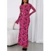 imagePRETTYGARDEN Womens Floral Bodycon Maxi Dress 2025 Fall Elegant Mesh Long Sleeve Formal Wedding Guest Cocktail DressesHot Pink