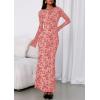 imagePRETTYGARDEN Womens Floral Bodycon Maxi Dress 2025 Fall Elegant Mesh Long Sleeve Formal Wedding Guest Cocktail DressesPink
