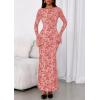 imagePRETTYGARDEN Womens Floral Bodycon Maxi Dress 2025 Fall Elegant Mesh Long Sleeve Formal Wedding Guest Cocktail DressesPink