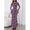 imagePRETTYGARDEN Womens Floral Bodycon Maxi Dress 2025 Fall Elegant Mesh Long Sleeve Formal Wedding Guest Cocktail DressesPurple