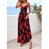 imagePRETTYGARDEN Womens Floral Maxi Dress Summer Outfits 2026 Spaghetti Strap Flowy Long Sundress Beach Vacation Boho DressesBlack Red Flower