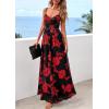 imagePRETTYGARDEN Womens Floral Maxi Dress Summer Outfits 2026 Spaghetti Strap Flowy Long Sundress Beach Vacation Boho DressesBlack Red Flower