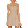 imagePRETTYGARDEN Womens Summer Sleeveless Mini Dress Square Neck A Line Short Cocktail Party Dresses Trendy 2026 Spring ClothesKhaki