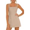 imagePRETTYGARDEN Womens Summer Sleeveless Mini Dress Square Neck A Line Short Cocktail Party Dresses Trendy 2026 Spring ClothesKhaki