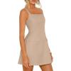 imagePRETTYGARDEN Womens Summer Sleeveless Mini Dress Square Neck A Line Short Cocktail Party Dresses Trendy 2026 Spring ClothesKhaki